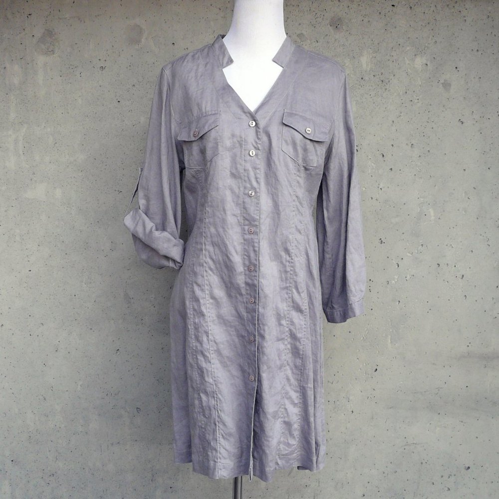 KELLO Scandinavia cotton or linen blend shirt or dress, gray, small or medium